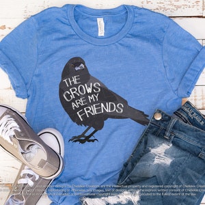 Crow Friend T-Shirt, Corvid Tee, Unisex Shirts, Gifts for Bird Lovers, Cute Shirt, Crows and Ravens, Birdwatching Gift image 3