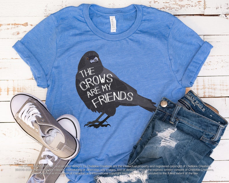 Crow Friend T-Shirt, Corvid Tee, Unisex Shirts, Gifts for Bird Lovers, Cute Shirt, Crows and Ravens, Birdwatching Gift image 3