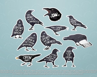 Crow Friend Stickers, Corvid Sticker, Laptop Stickers, Gifts for Bird Lovers, Cute Stickers, Crows and Ravens, Birdwatching Gift