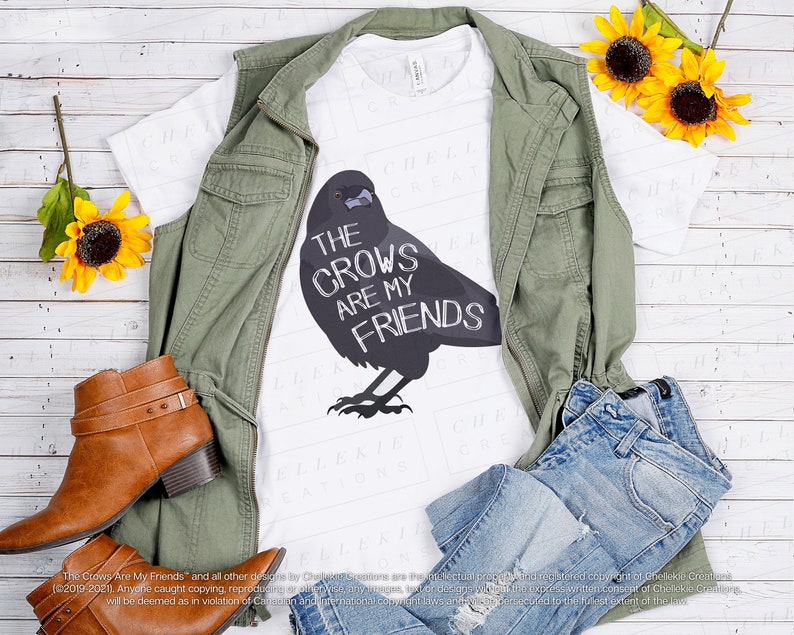 Crow Friend T-Shirt, Corvid Tee, Unisex Shirts, Gifts for Bird Lovers, Cute Shirt, Crows and Ravens, Birdwatching Gift image 1