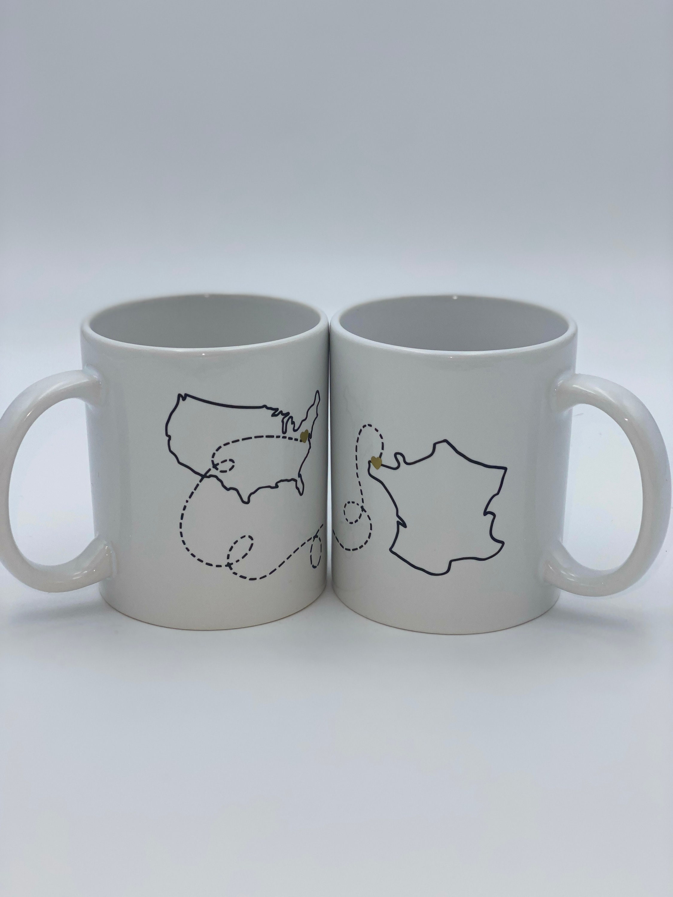 Amour/Amitié Longue Distance , Duo de Mugs Personnalisables