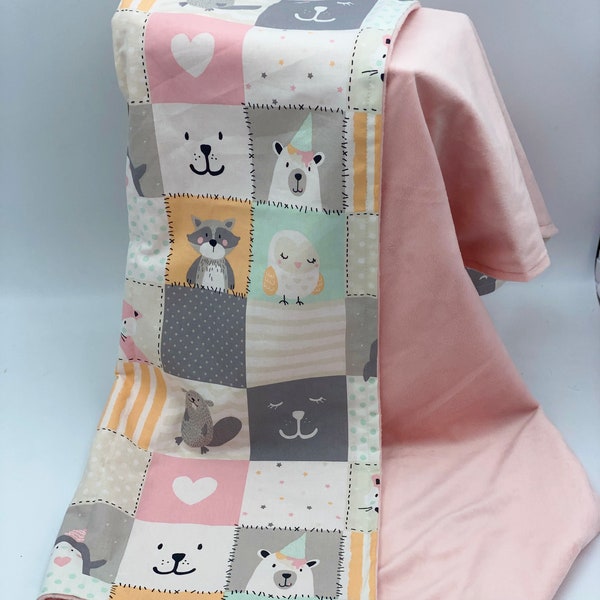 Couverture bébé mi saison, cadeau naissance - Animaux Rigolos