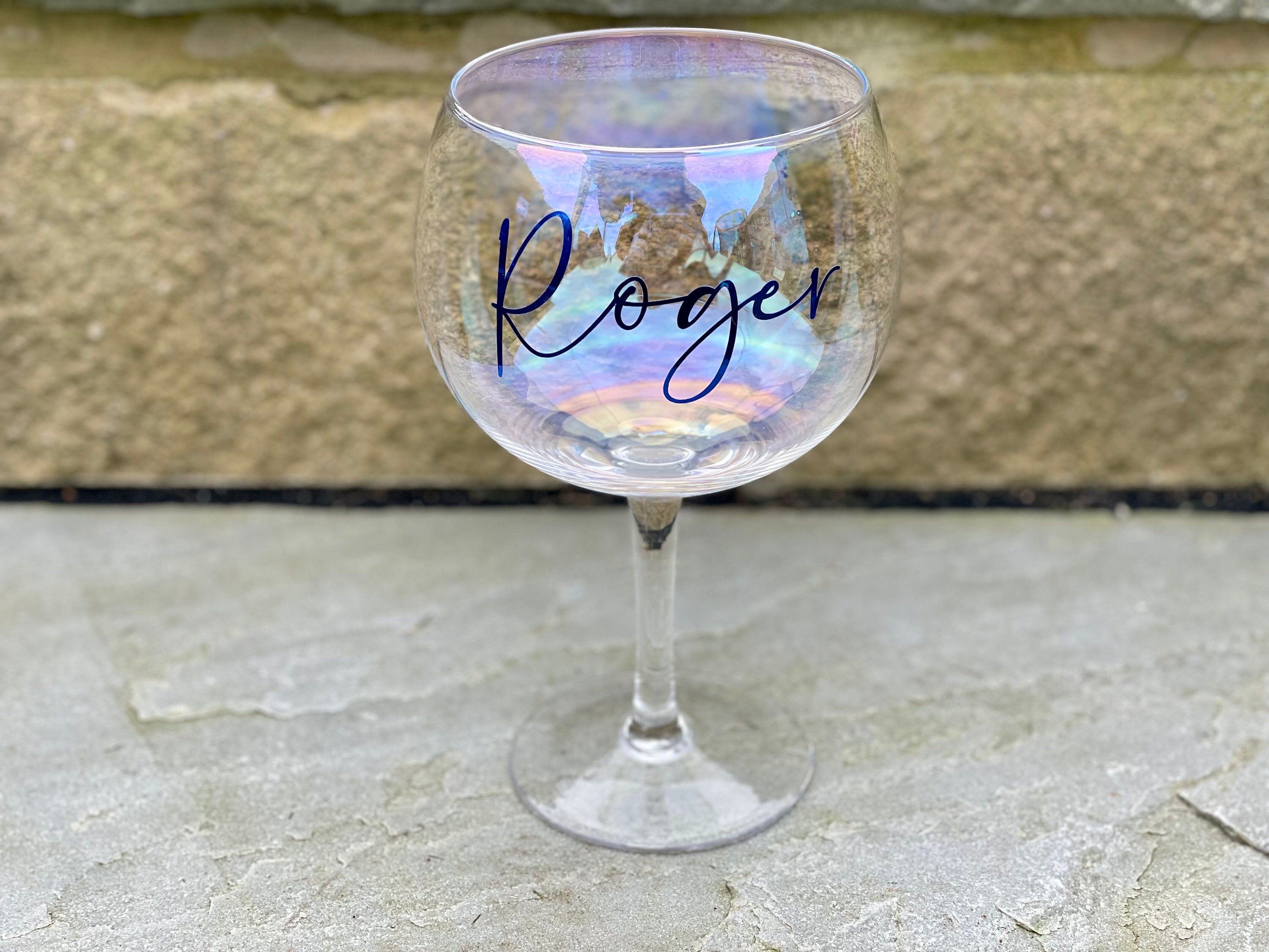 Personalised Gin Glass Iridescent Gin Glass Name Gin Glass Etsy UK