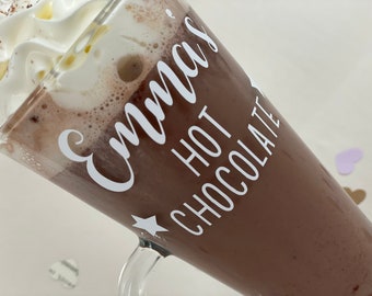 Personalised Hot Chocolate Glass Mug - Custom Name Gift