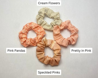 Pink Scrunchie / Valentine's Day Scrunchie / White Scrunchie / Cotton Scrunchie/ Gift/ Easter Gift/ Valentines Day
