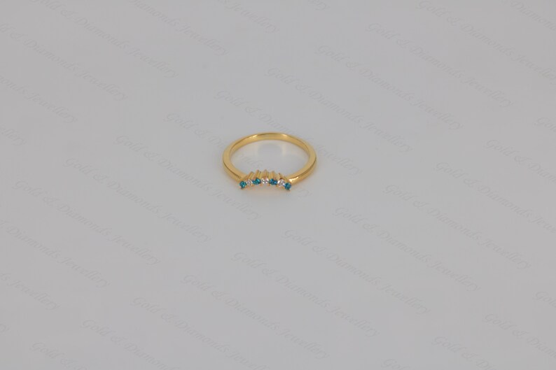Round Cut Blue Topaz /& Diamond 14k Yellow Gold Over Sterling Silver Engagement Curved Ring For Women