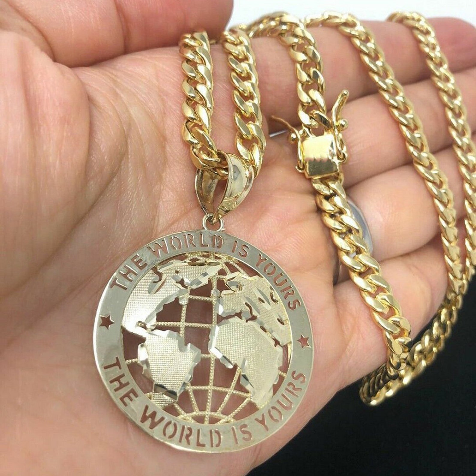 The World is Yours 14K Yellow Gold Finish Over .925 Silver | Etsy