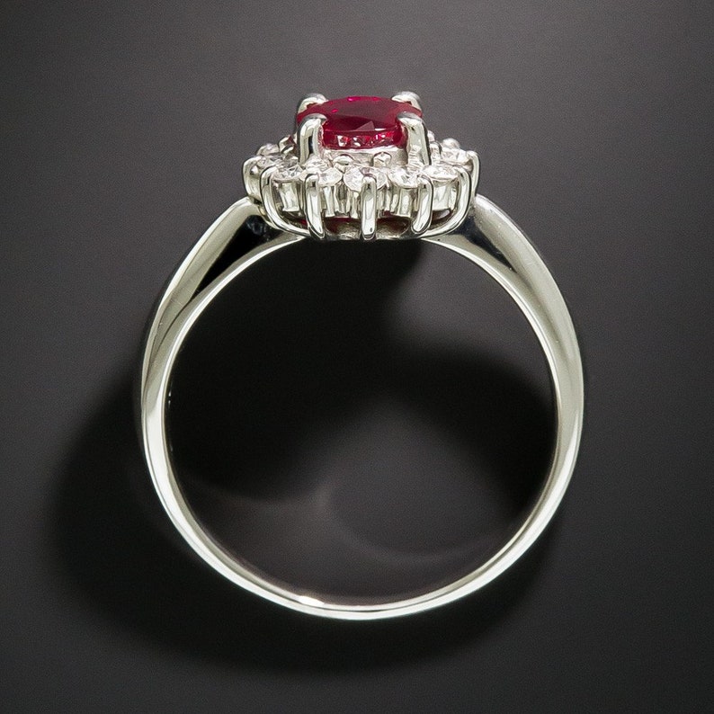Ruby Stone 14k White Gold Over Sterling Silver 0.28 Ct Diamond Classic Estate Ring Women