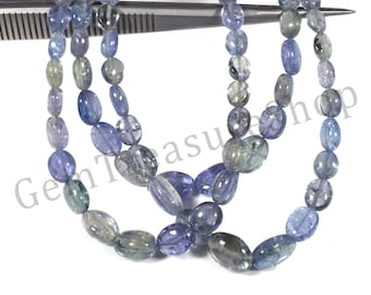 Natural Tanzanite smooth nuggets beads 18x12-9x7.5 MM Tanzanite smooth tumble beads strand for making jewelry