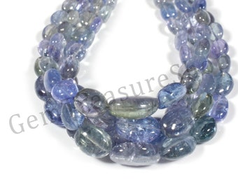 Natural Tanzanite smooth nuggets beads 18x12-9x7.5 MM Tanzanite smooth tumble beads strand for making jewelry