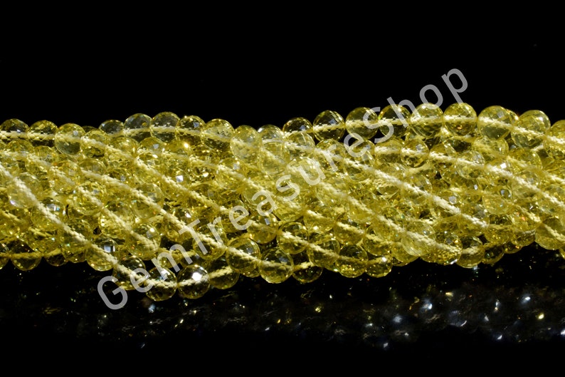 CLOSEOUT SALE Total 6 Strands of 13 Inches Full Hank of 5.5-7 MM Lemon Quartz Round Faceted Beads Natural Gemstone Beads