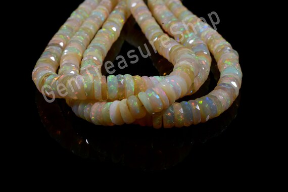 CLOSEOUT SALE ! Full Hank of 3-5 MM Yellow Fire Opal Faceted Heishi Tyre Beads Natural Gemstone Heishi - Total 3 Strands of 16 Inches