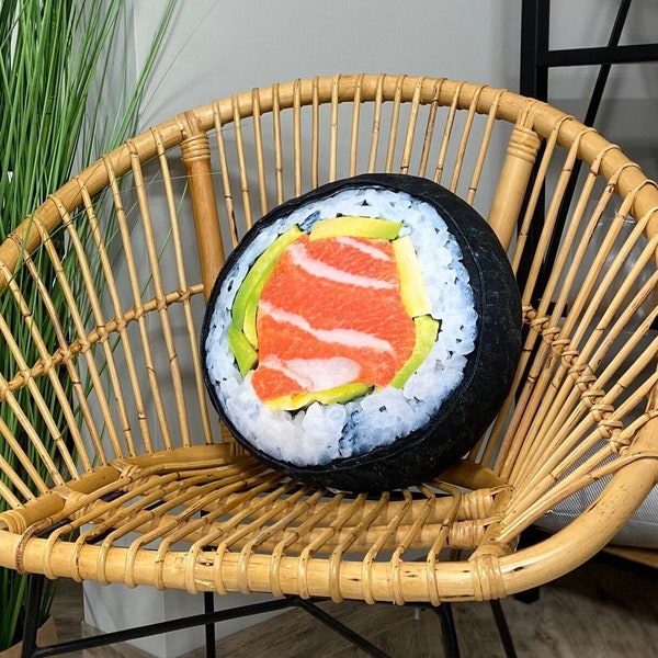 Oreiller à sushi / Rouleau de sushi / Oreiller Futomaki / Oreiller Nigiri / Oreiller nourriture / Oreiller peluche / Cadeau nourriture / Oreiller saumon