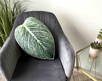 Philodendron Birkin pillow / Philodendron Birkin / Birkin leaf cushion / plant lover gift / plant pillow / leaf pillow / Birkin pillow