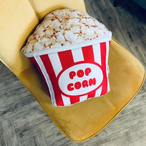 Popcorn Pillow / food pillow / decorative pillow / popcorn / toy pillow / movie night / birthday gift / popcorn favor / throw pillow