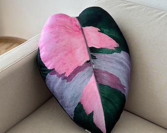Philodendron Pink Princess Pillow / ppp plant pillow / philodendron pink / pink leaf / variegated plant / ppp philodendron / pink princess