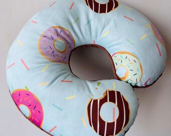 Donuts Blue Travel Neck Pillow Car Pillow Flowers Lover Airplane Pillow Neck Cushion Reisekissen Etsy