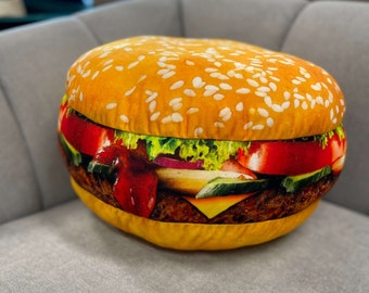 Burger / Burger Giant Pillow /  Big Burger Pillow /  Hamburger pillow / junk food / Cheeseburger / Food Pillow / Food gift / food lover gift