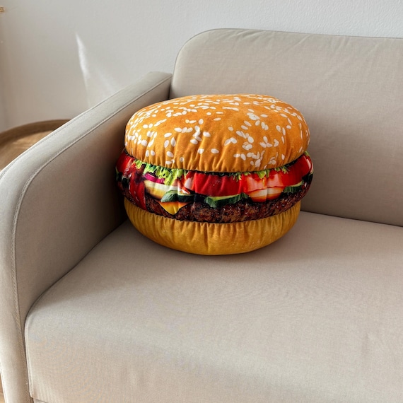 Giant 3D Burger Pillow, Handmade Food Lover Gift - Etsy
