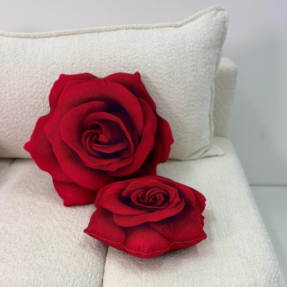 Almohada de rosa roja, cojín de flores impreso en 3D México