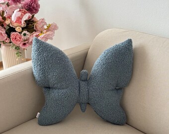 Butterfly shape Pillow, blue minimalist modern decorative pillow