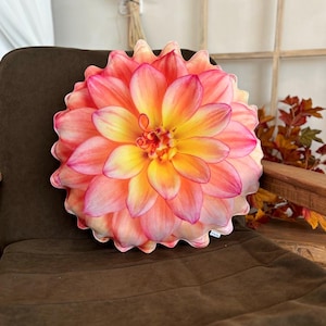 Almofada de flor dália / Almofada de flor de outono / Flor de outono / Decoração de outono / Almofada aconchegante para casa / Decoração de Ação de Graças