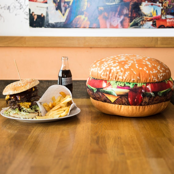 Giant 3D Burger Pillow, Handmade Food Lover Gift - Etsy