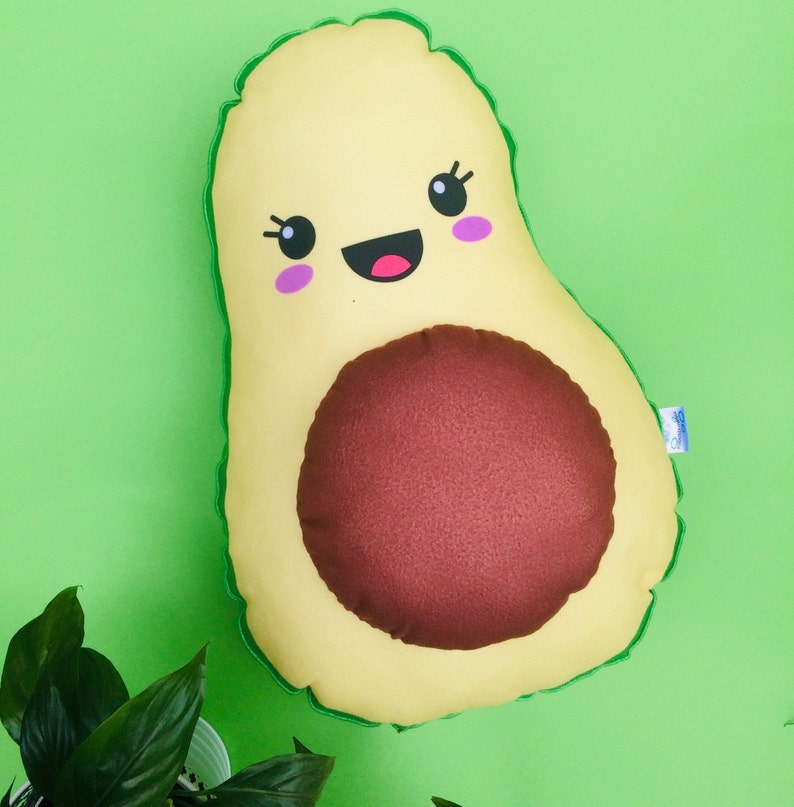 Avocado Pillow / Avocado Kawaii / Kawaii Cute / Avocado Cute / Etsy