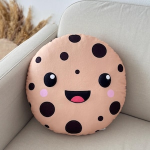 Kawaii Chocolate Chip Cookie Pillow: Handmade Plush, Kids Room Decor