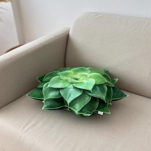 Echeveria Succulent Pillow - Plant Cushion, Green Decor image 2