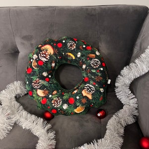 wreath christmas small pillow / wreath christmas / christmas pillow / christmas ornamental / Weihnachtskissen / christmas cushion