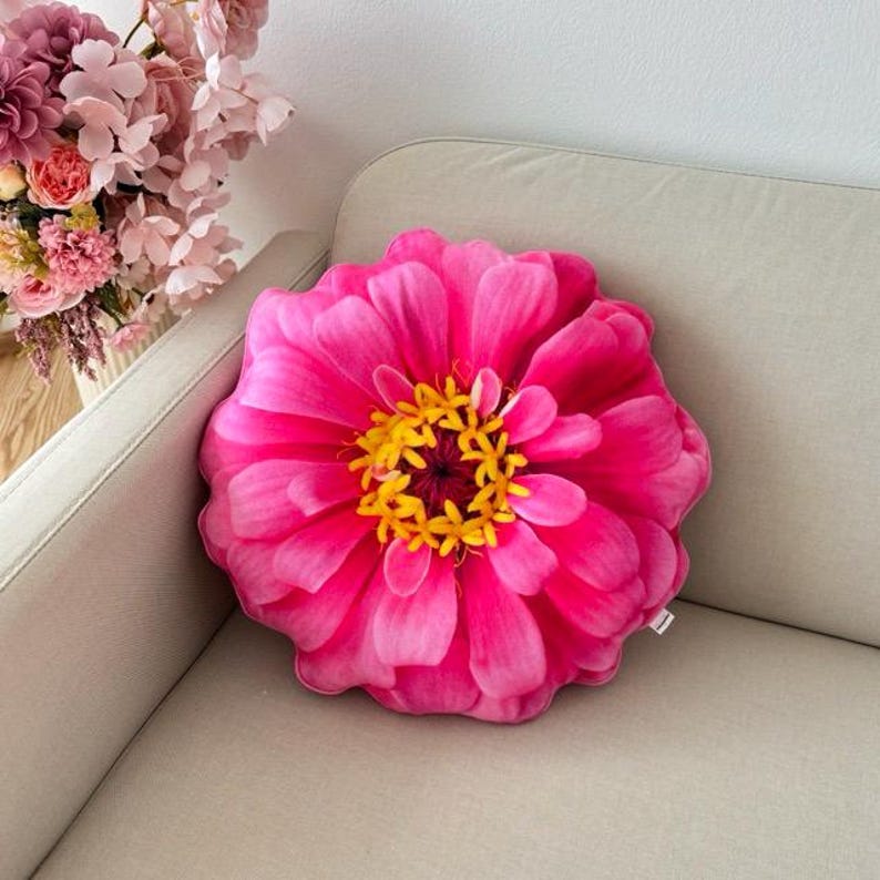 Zinnia flower pillow