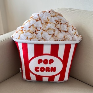 Popcorn Pillow, food shape throw pillow, funny birthday gift, film lover