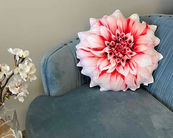 Dahlia flower pillow / flower pillow / dahlia cushion / botanical pillow / garden flower pillow / flower shaped pillow