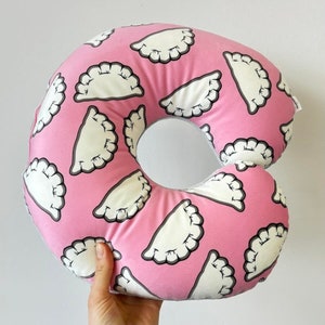 Pierogi travel pillow / pink pierogi gift / pierogies / dumplings gift / gyoza