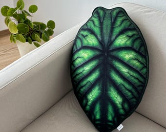 Alocasia Dragon Scale Leaf Pillow, Home Jungle Decor