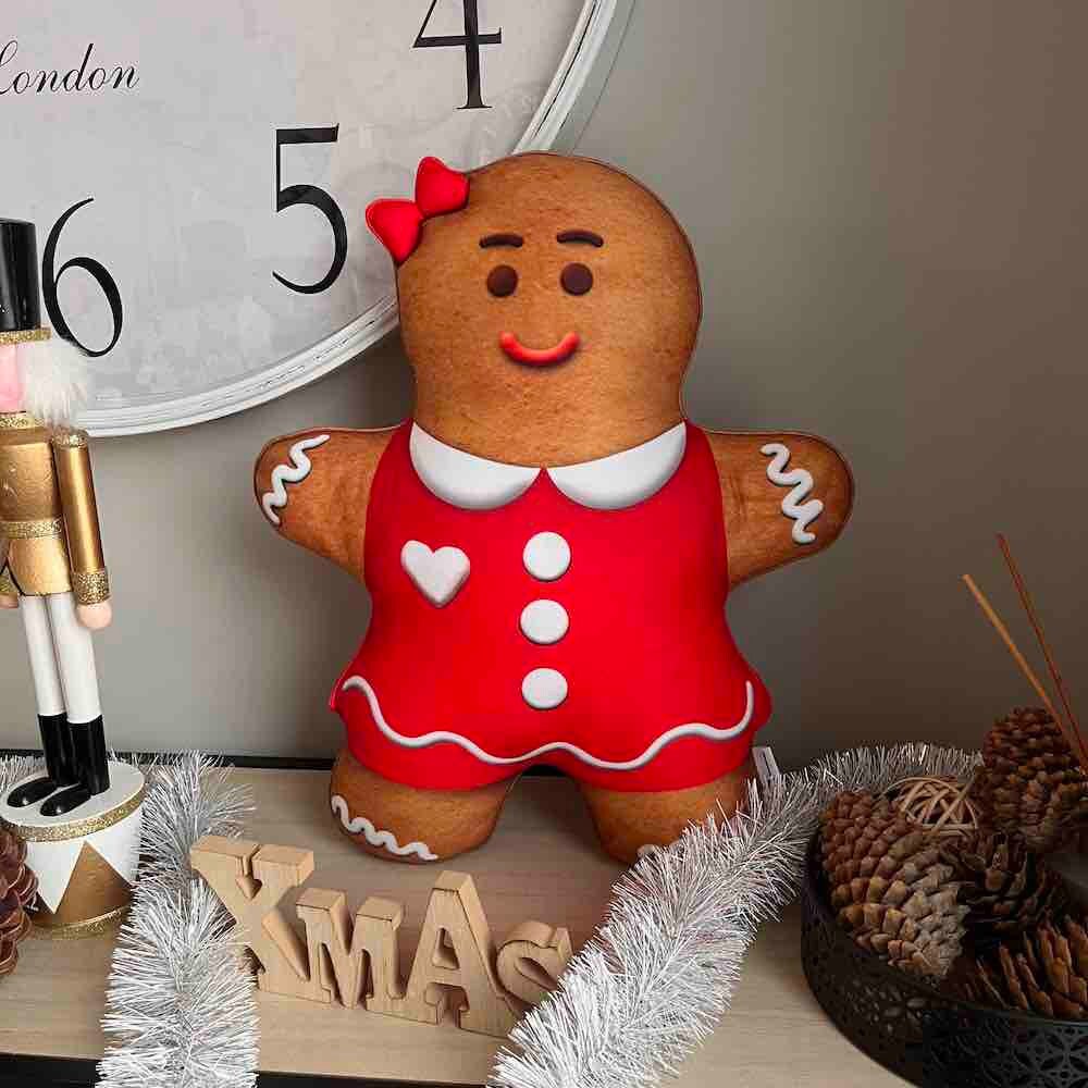 BrKern Lebkuchenmann Kissen 17cm - Weihnachtskissen Plüsch Für Deko & Geschenk