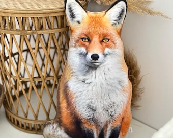 Red Fox Pillow: Soft Plush Animal Pillow, Woodland Decor