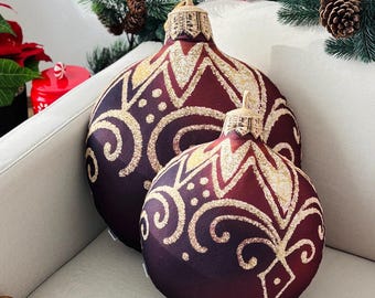 Set of large and small brown bauble cushions christmas ball pillows