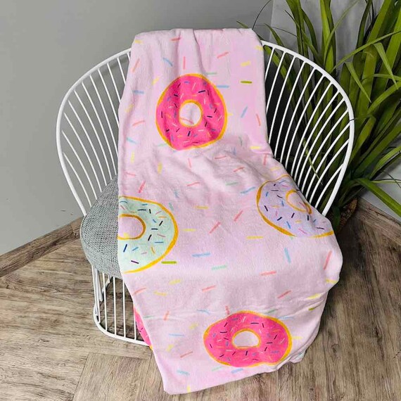 Donut Throw Blanket Donuts Pink Donut Donut Kid Blanket Pink Sprinkle Donut Donut Fleece Etsy