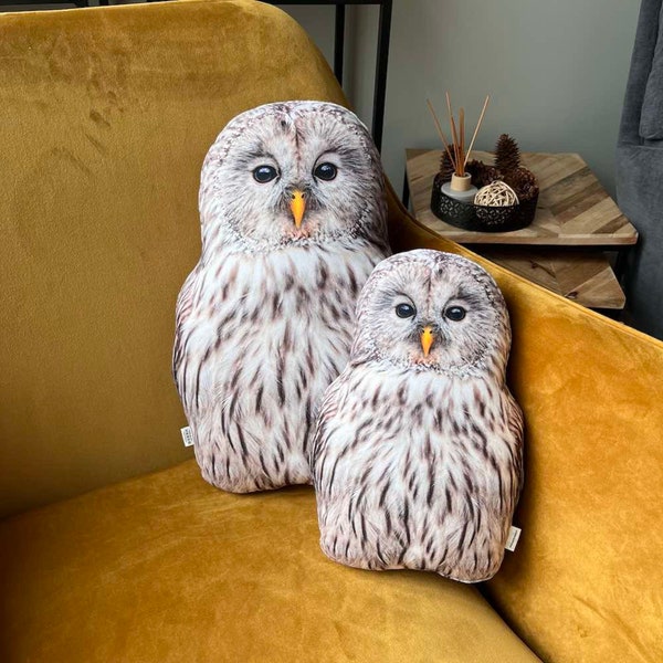 Tawny owl pillow / owl pillow / Ural Owl / wildlife owl / owl cushion / woodland / Waldkauz / realistic owl cushion