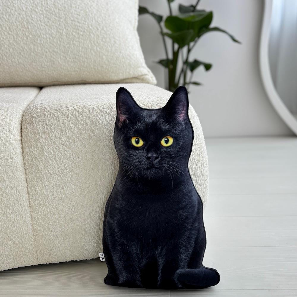 Kuschelkissen Katze Jiji - Schwarze Katze Deko Kissen 25x33cm