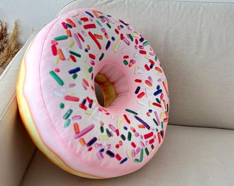 big pink Donut Pillow / Doughnut pillow / Donut Cushion / Food Pillow / Donut pink / donut decoration