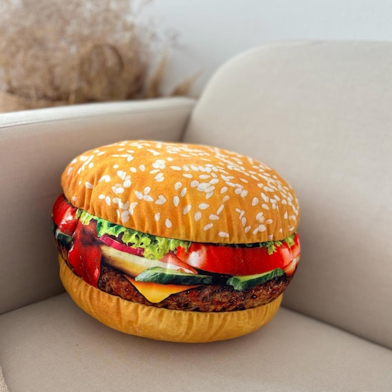Hamburger Pillow, 3D Food Cushion, Funny Food Gift - Etsy Hong Kong