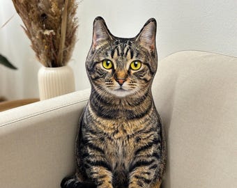 Tabby Cat Pillow, 3D Pet Cushion, Cat Lover Gift