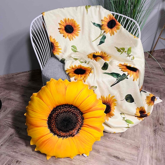 Sunflower Throw Blanket Floral Blanket Yellow Blanket Boho Blanket Sunflowers Fleece Flowers Blanket Sunflower Decor Etsy