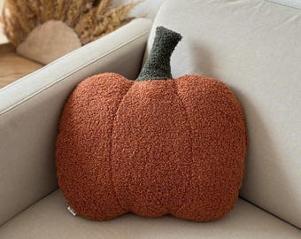 Bouclé Pumpkin Pillow - Handmade Autumn Decor