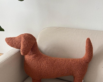 Dachshund Pillow rust, boucle Dog Cushion
