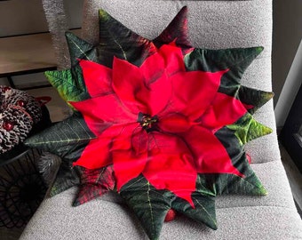 Poinsettia floor mat / christmas decor / christmas rug / pet mat / christmas gift