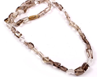 Smoky Quartz Top Quality Faceted Tumbled Necklace 27.8 gram,Quartz,Smoky Quartz,Quartz Necklace,Beaded Necklace,Black,White,Tumbled Necklace